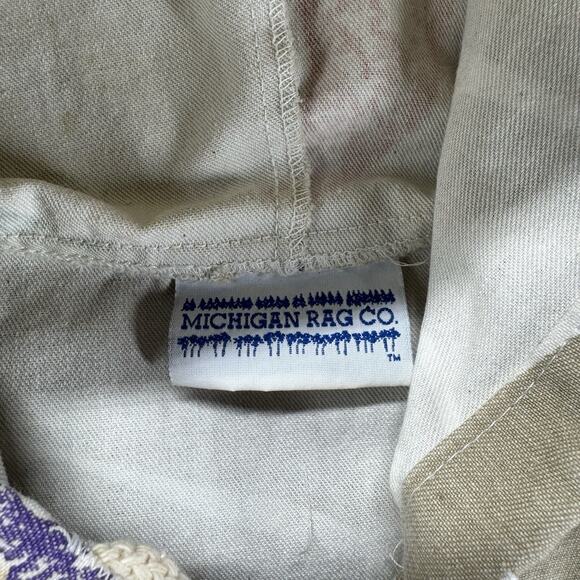 Vtg Michigan Rag & Co Tan Rainbow Starfish Canvas Hoodie Jacket Sz S M Oversized - Picture 2 of 8